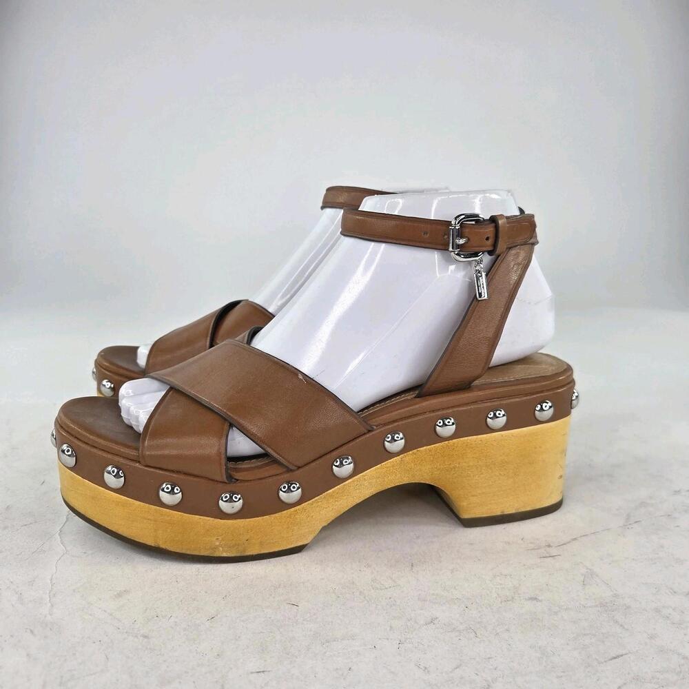 Coach Astor Studded Platform Wedge Sandals Heels 7 B